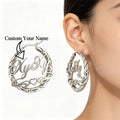 2026 Personalized Your Name Stud Earrings Woman Stainless Steel Silver Circle Hoop Customized Text Piercing Earring Jewelry
