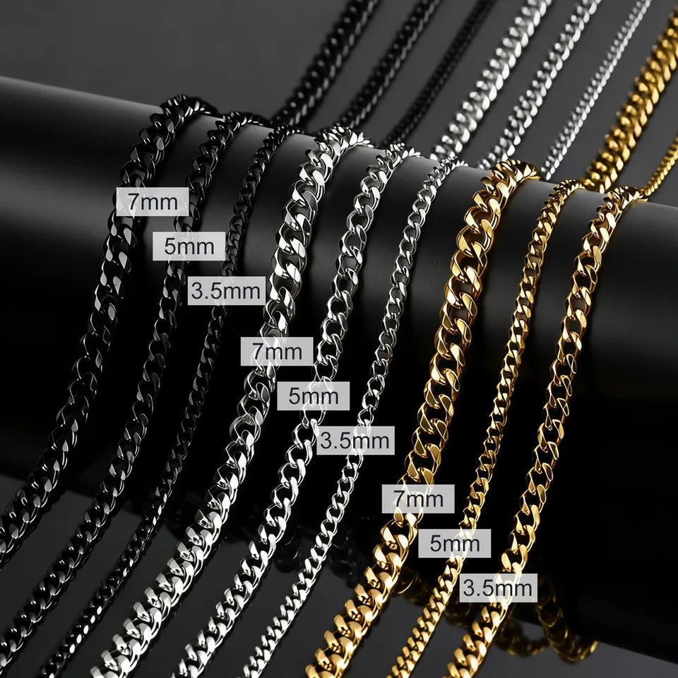 Classic Curb Chain Necklace for Men Women,3.5/5/7MM Stainless Steel Cuban Chain Chokers,Hip Hop Basic Chain Jewelry Gift