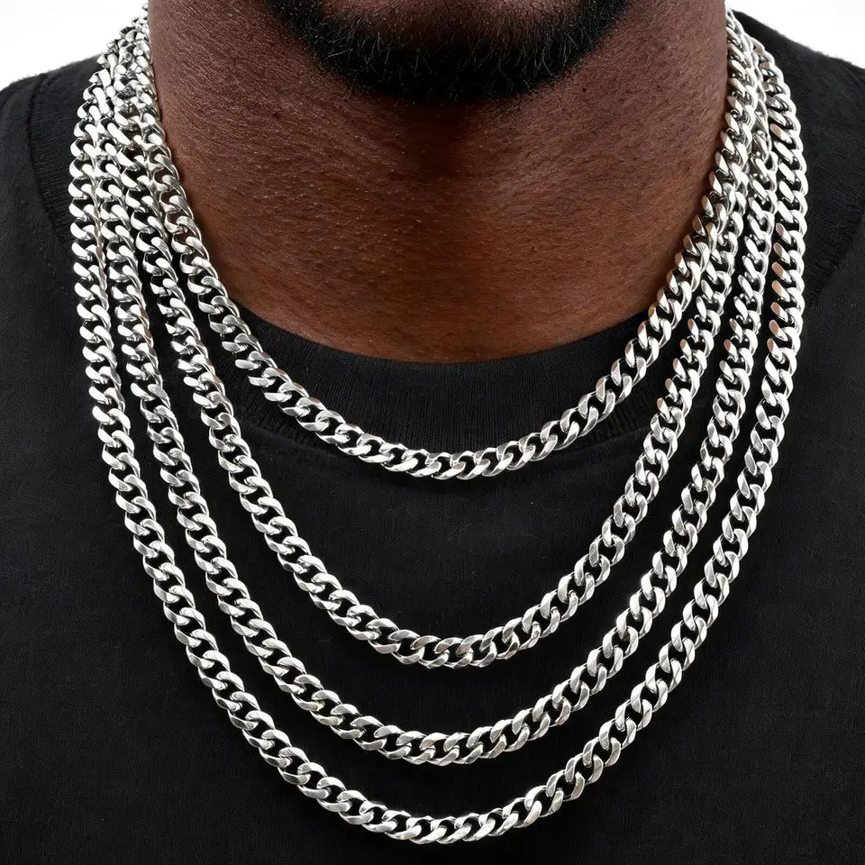 Classic Curb Chain Necklace for Men Women,3.5/5/7MM Stainless Steel Cuban Chain Chokers,Hip Hop Basic Chain Jewelry Gift