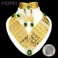 GZJPEI 2026 New Green Zircon Jewelry Set Luxury Wedding Jewelry Accessories For Women Mother's Day Gift Valentine's Day Gift