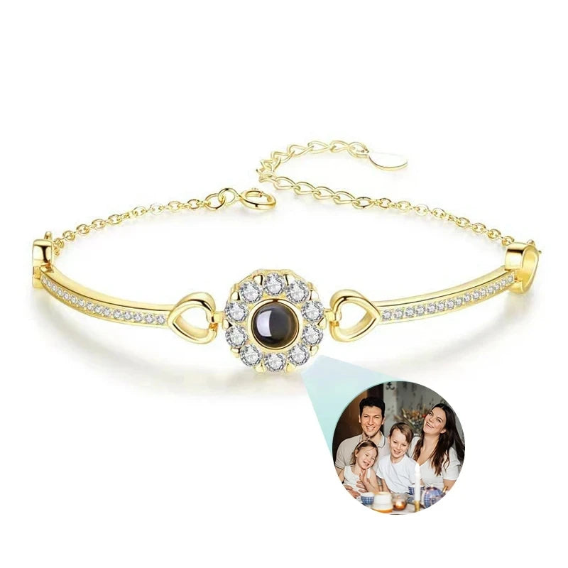 Custom Bracelet With Picture Inside Personalized Stainless Photo Projection Box Chain Bracelet Anniversary Memorial Jewelry Gift