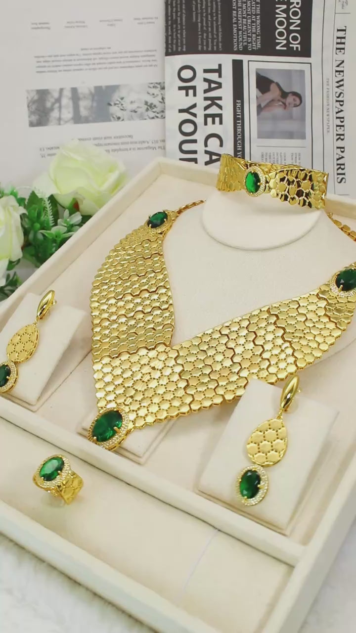 GZJPEI 2026 New Green Zircon Jewelry Set Luxury Wedding Jewelry Accessories For Women Mother's Day Gift Valentine's Day Gift